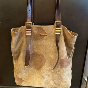 Michael Kors leather trim suede handle bag